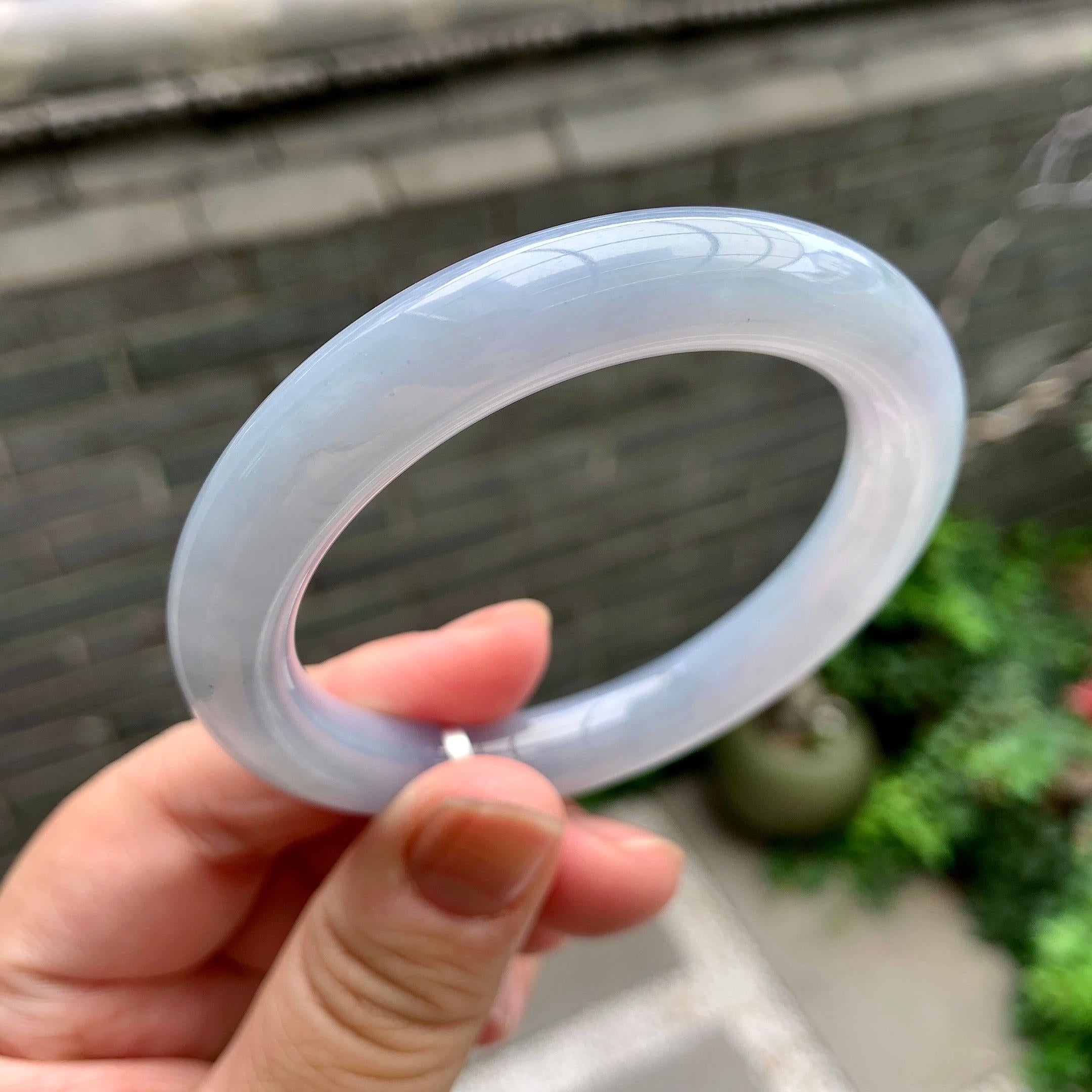 糯冰种紫罗兰圆条手镯（53mm）（yc262803）