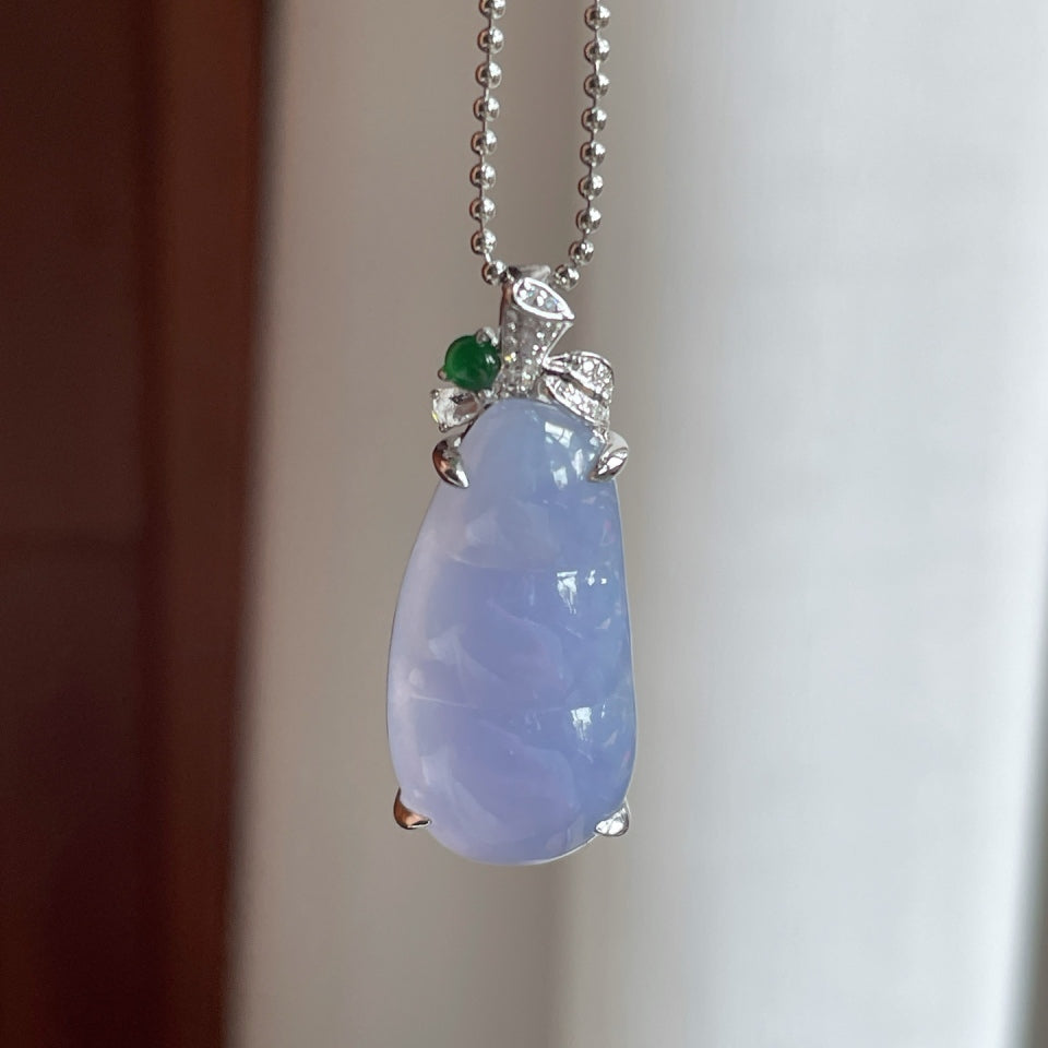 18k金钻镶糯冰紫罗兰翡翠豆子（yc175322）