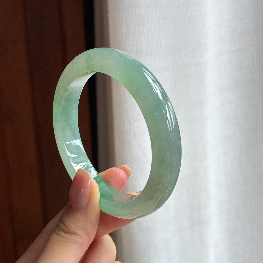 冰种带色翡翠平安镯（56.7mm)（yc424258）