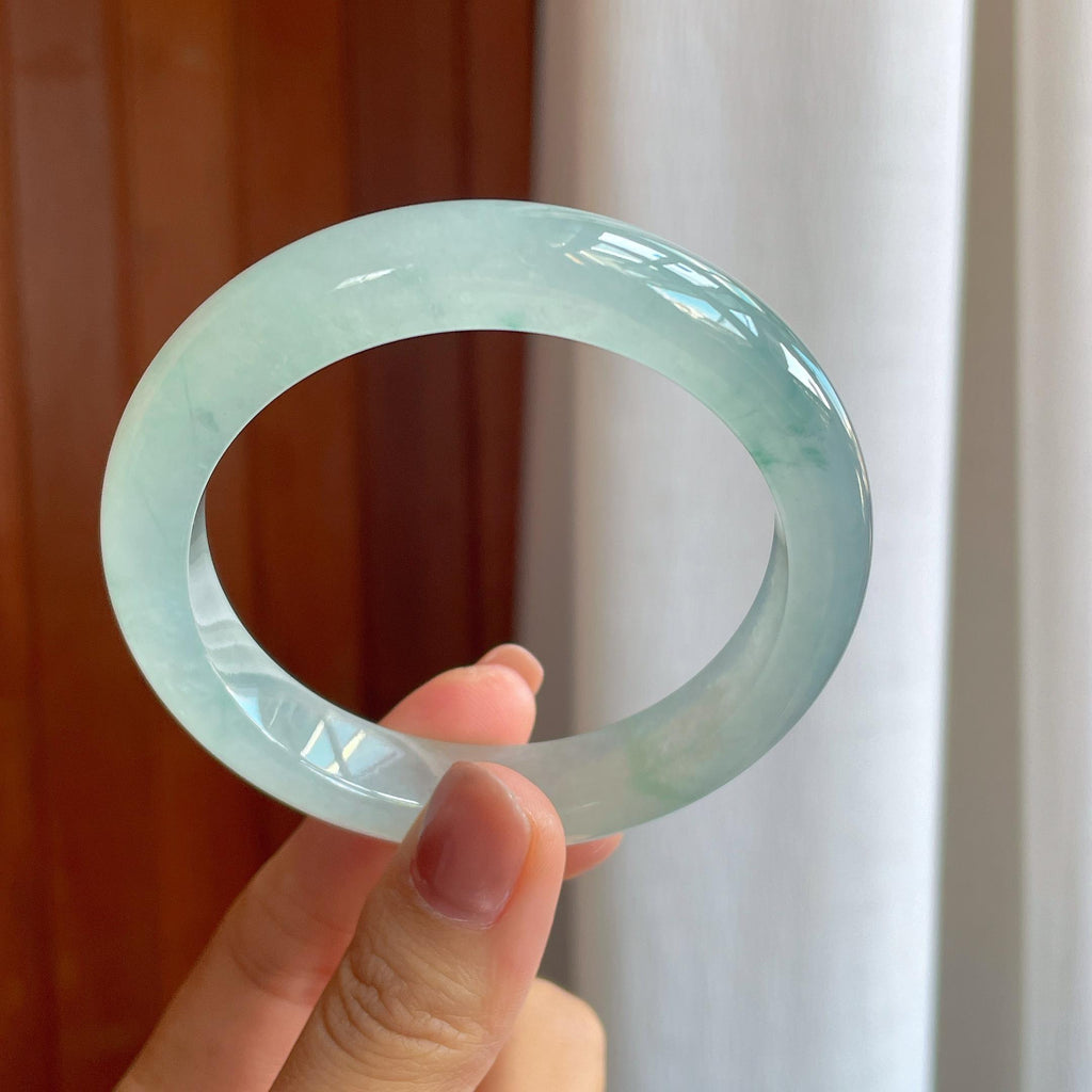 冰种飘花翡翠平安镯（57.3mm）（yc283305）