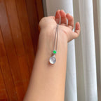 18k金钻镶冰种翡翠蛋面吊坠（yc257275）