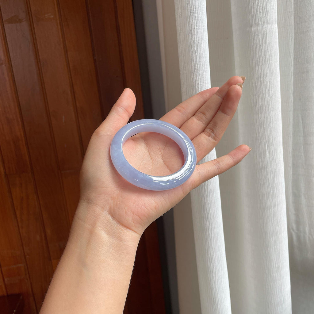糯冰种紫罗兰翡翠平安镯(53mm)（yc414554）