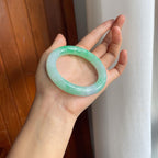 糯冰带色圆条翡翠手镯（54mm）（yc225097）