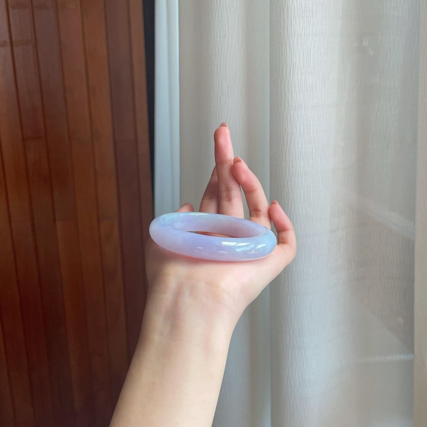 糯冰淡春底翡翠平安镯（57mm)（yc329482）