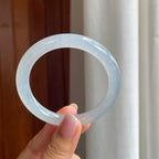 冰种白月光翡翠圆条手镯（55.2mm)（yc381298）