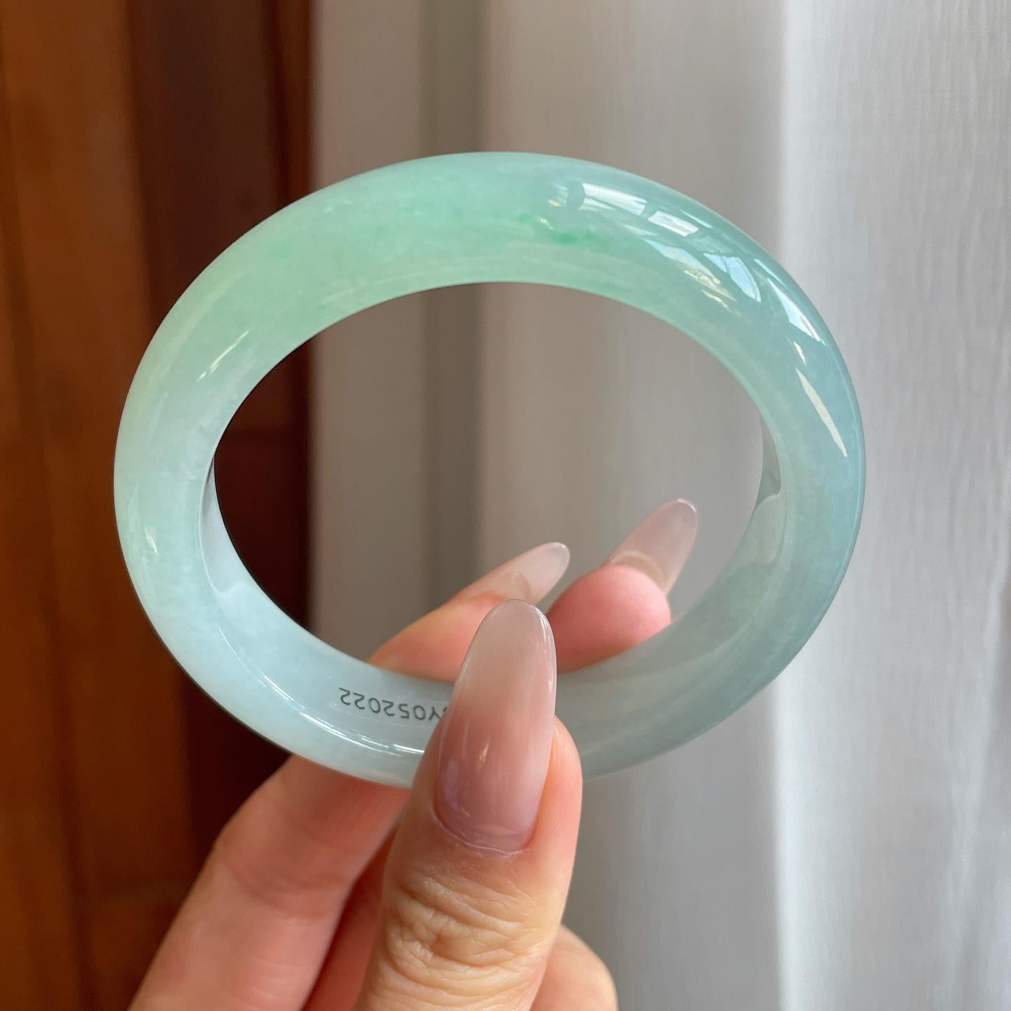 冰种蓝晴底翡翠平安镯（53.8mm）（yc281668）