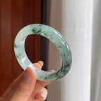 冰种水墨花 飘花翡翠平安镯（53mm）（yc404785）