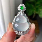 18K金钻镶冰种无色葫芦吊坠（yc255603）