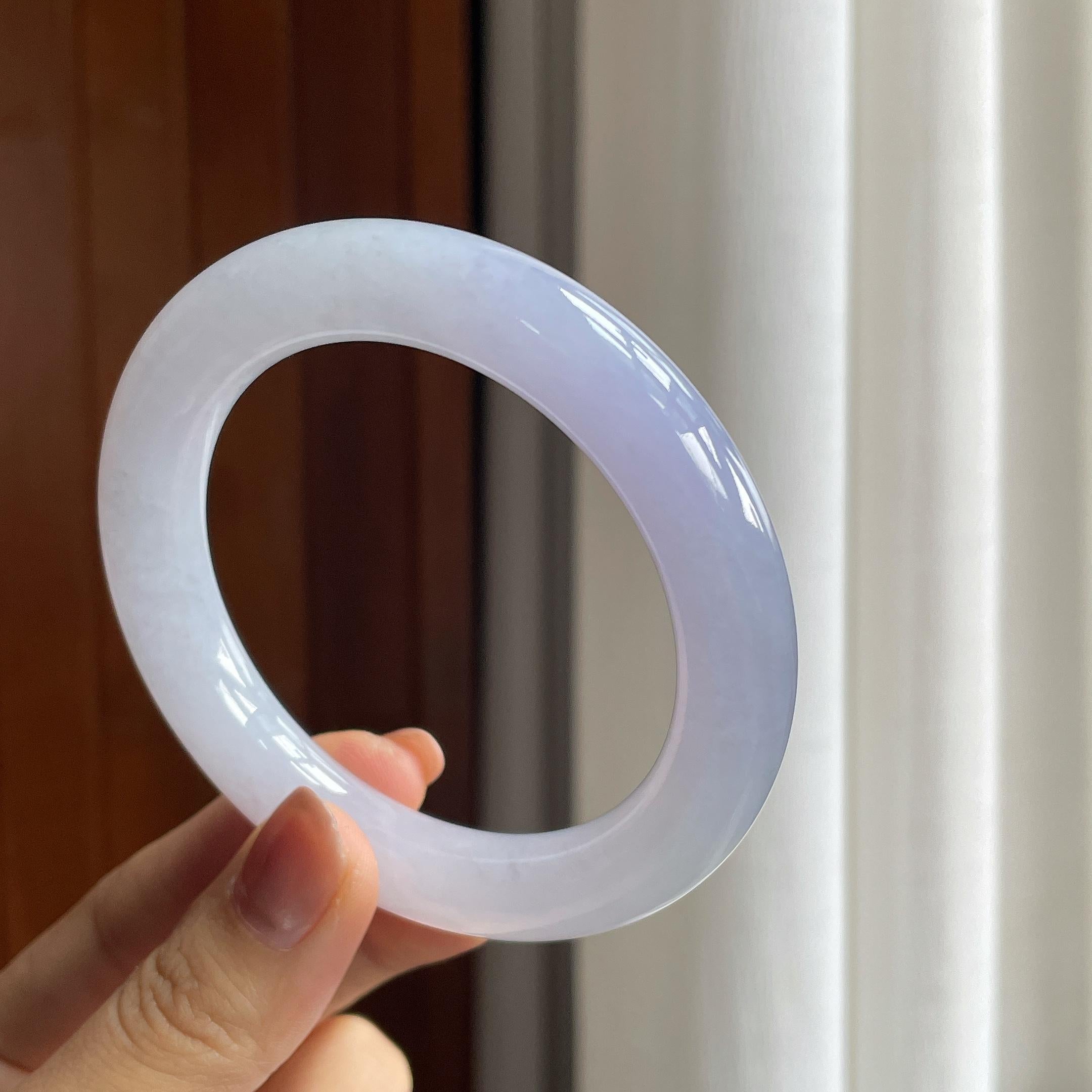 细糯冰紫罗兰翡翠圆条手镯（58mm）（yc286488）