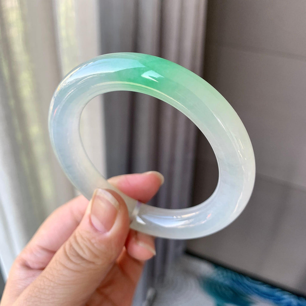冰种飘绿圆条手镯（53.8mm）（yc268948）