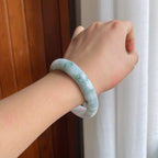 糯种飘花翡翠平安镯（56mm）（yc221949）