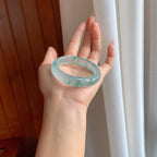 冰玻种飘花翡翠平安镯（52mm）（yc312317）