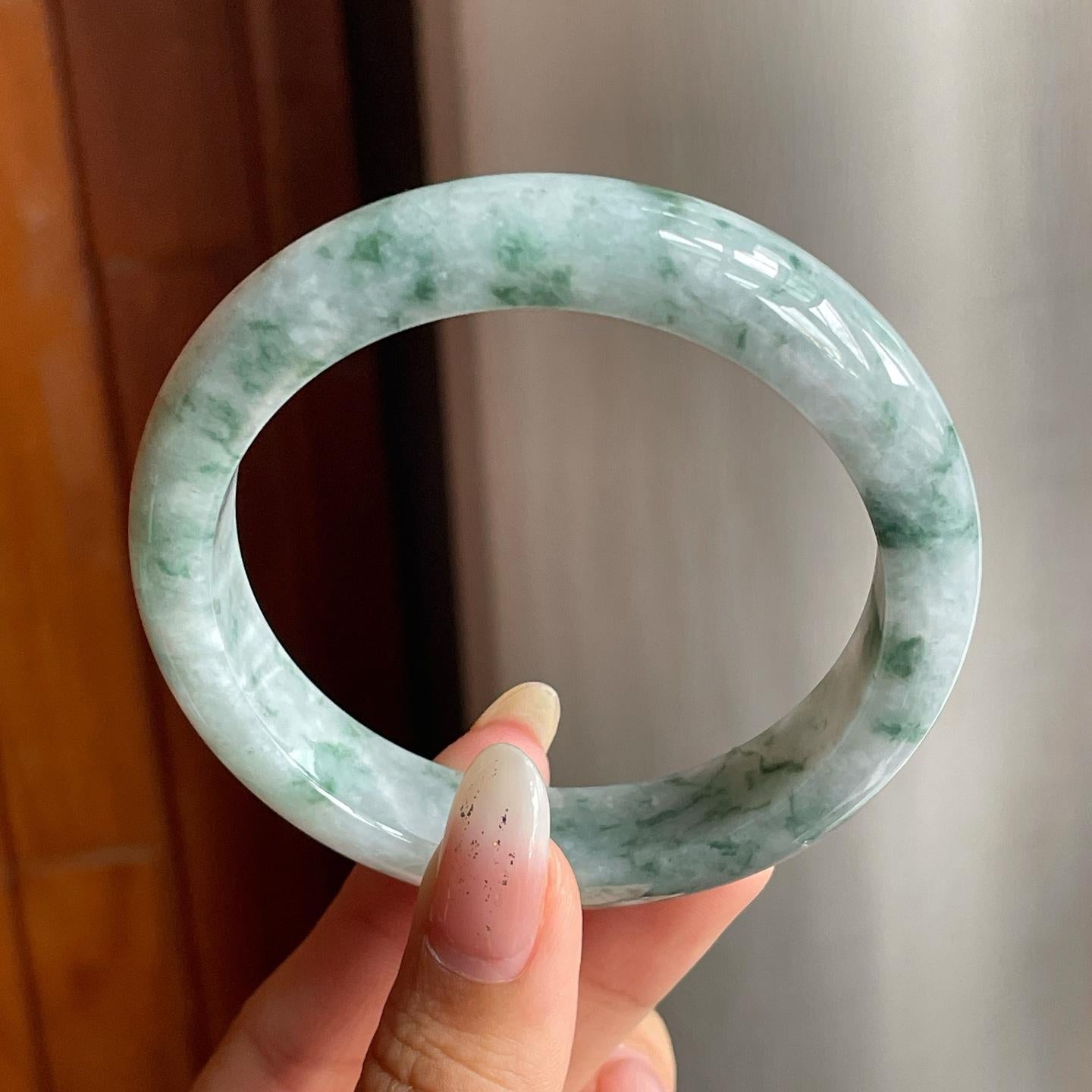 糯种飘花翡翠平安镯（56mm）（yc217254）