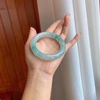 糯冰飘花翡翠圆条手镯（54.5mm）（yc295783）