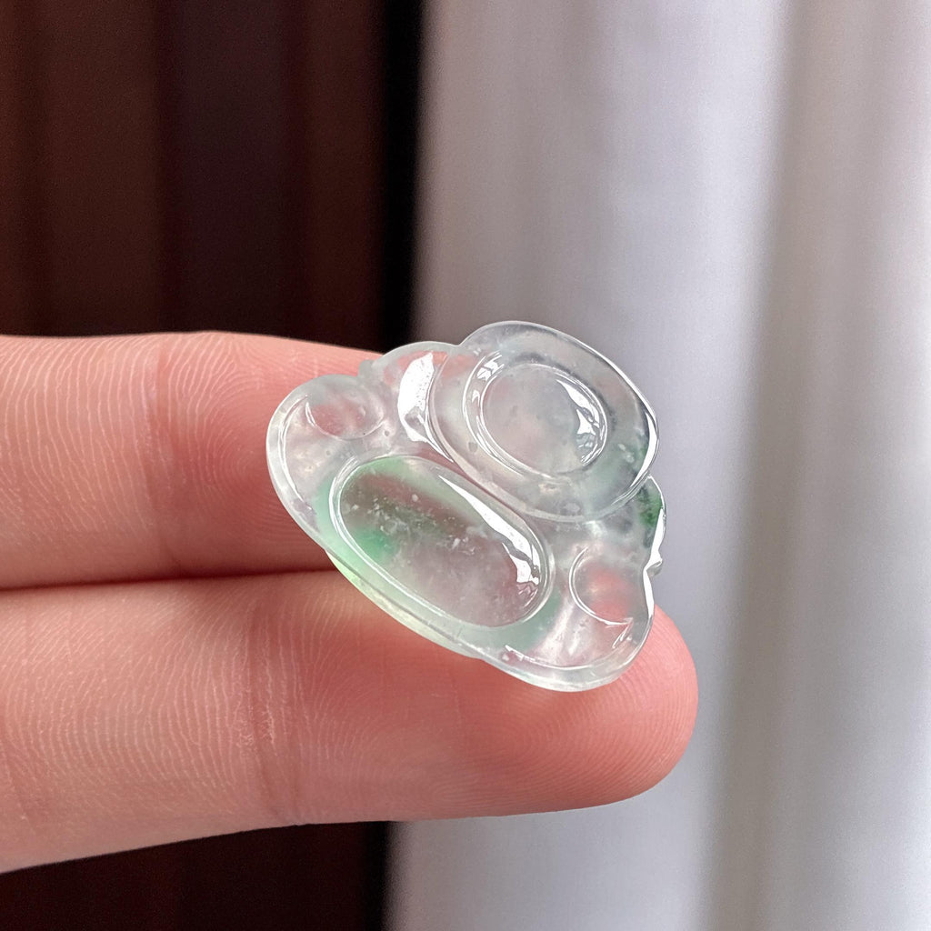 高冰种飘绿光玉佛挂件 天然缅甸A货翡翠（yc461835）