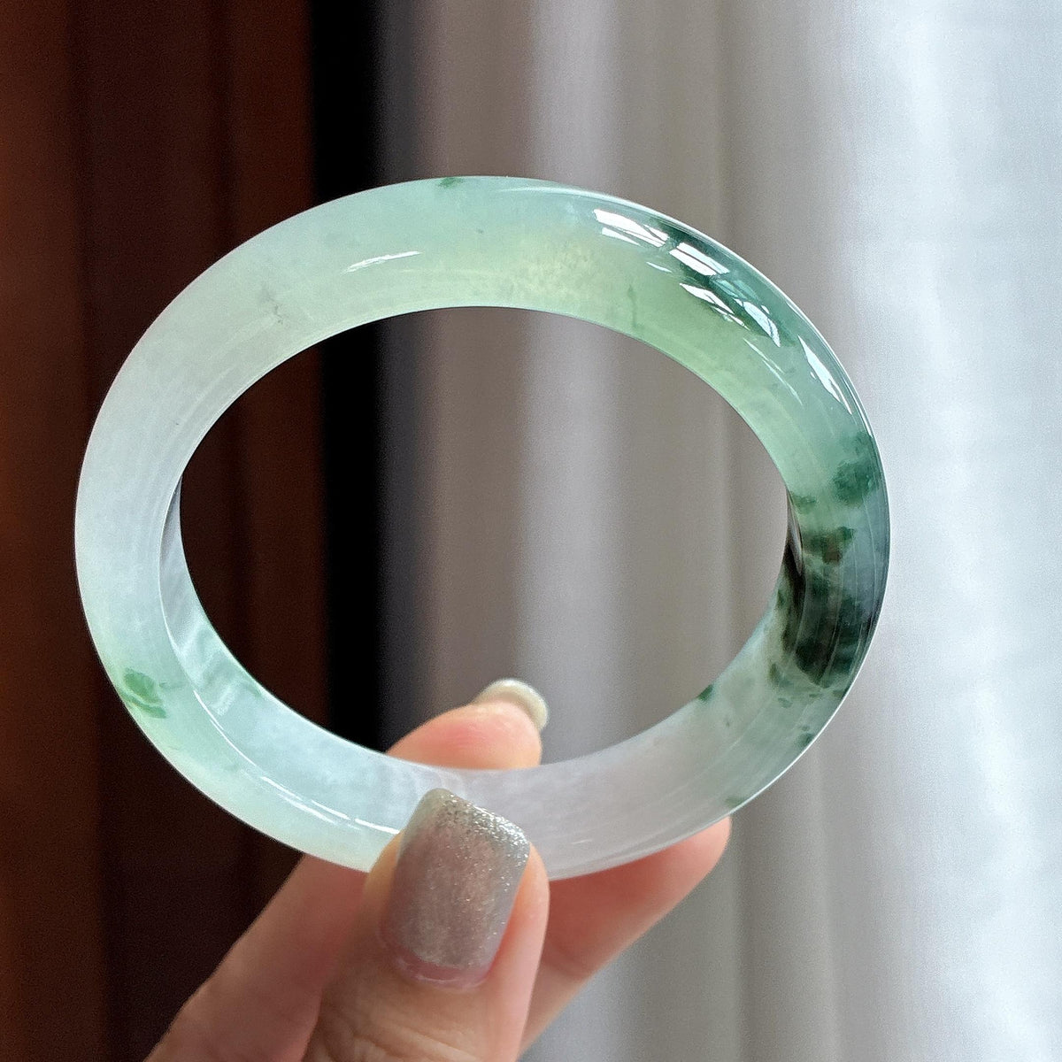 冰种水墨花正圈平安镯 57圈（yc759491）