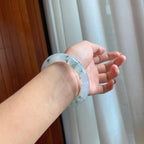 冰种水墨花翡翠圆条手镯（56mm）（yc285966）