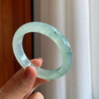 冰种飘花翡翠平安镯（55.7mm）（yc278697）