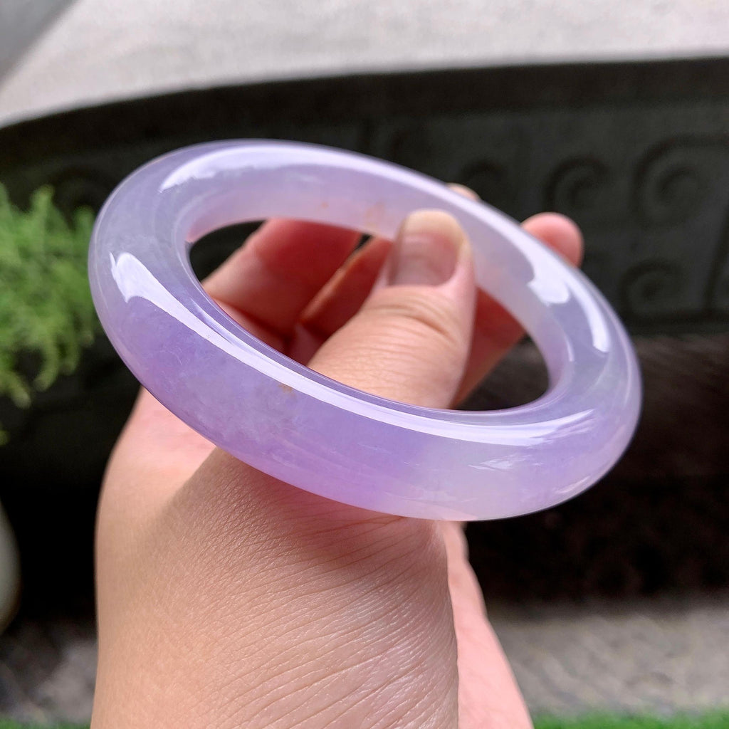 糯冰种紫罗兰洒金圆条手镯（57.3mm）（yc228032）