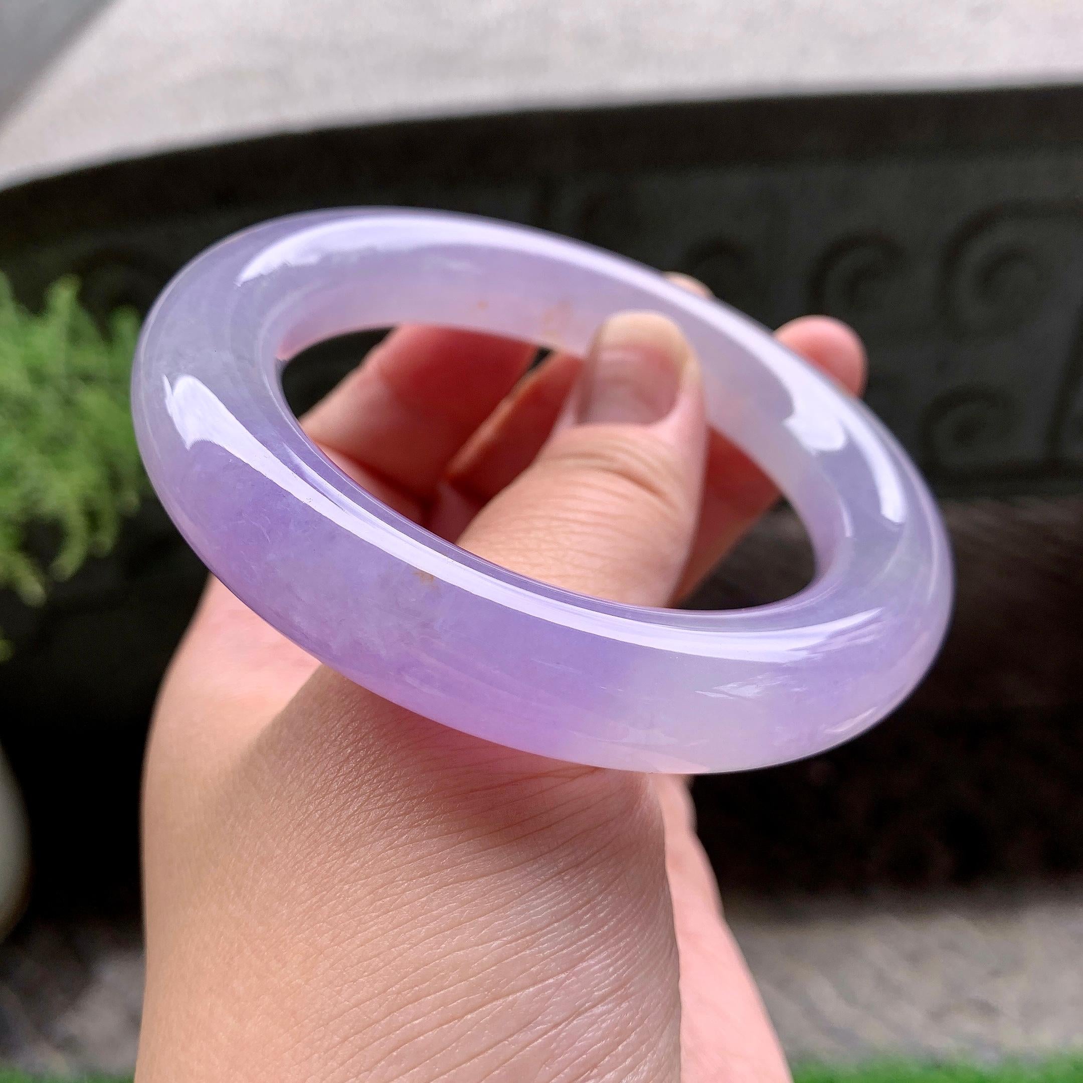 糯冰种紫罗兰洒金圆条手镯（57.3mm）（yc228032）