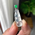 18K金钻镶冰种无色福豆吊坠（yc255618）