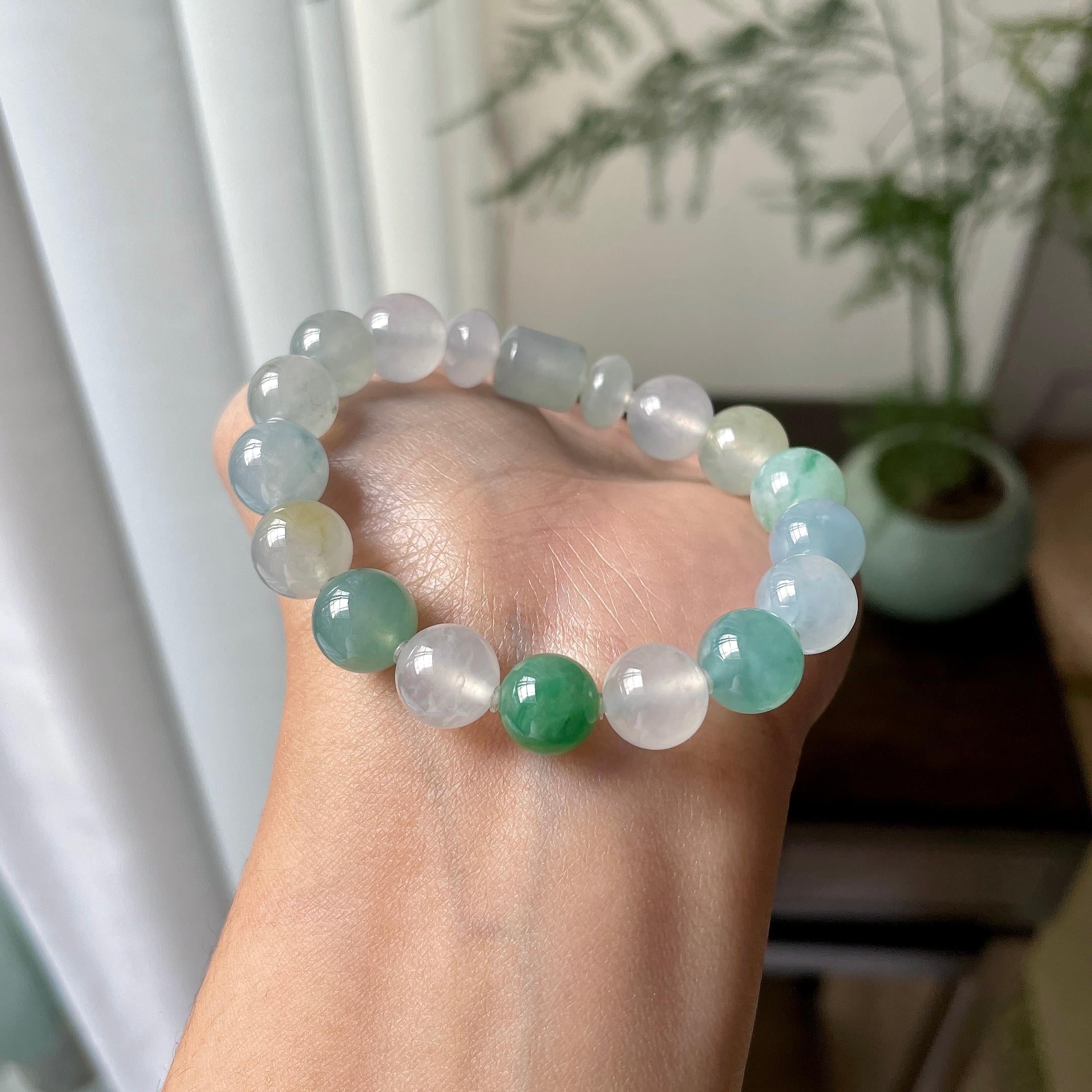 糯冰种多彩手串（yc304228）