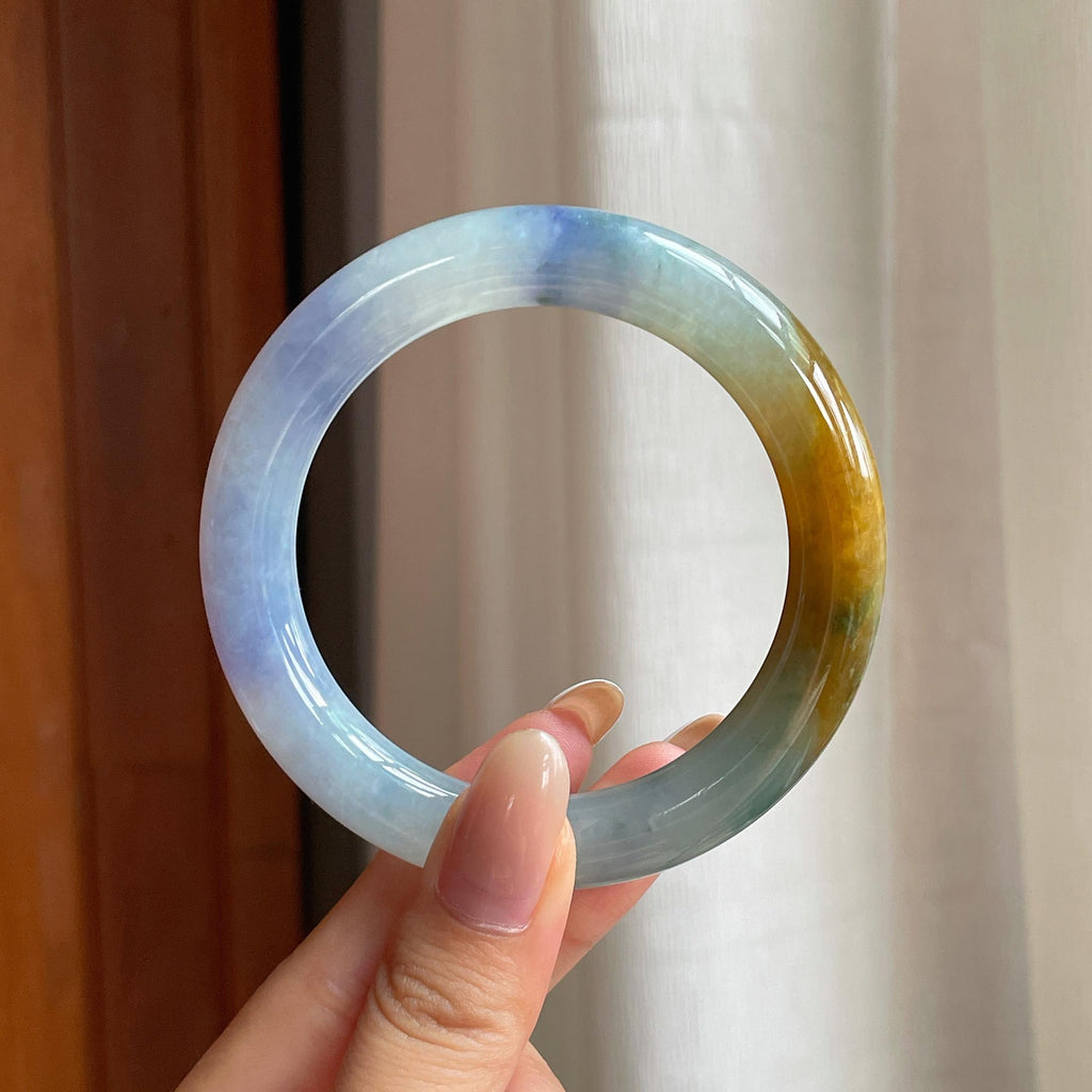 糯冰特色翡翠圆条手镯（56mm)（yc417014）