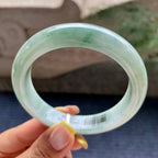 大圈口    细糯种飘花正圈平安镯58圈      天然缅甸A货翡翠（yc376060）
