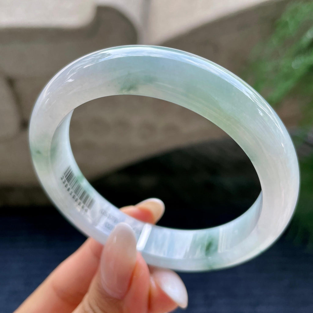 细糯种飘花正圈平安镯56圈     天然缅甸A货翡翠（yc416458）