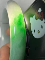 细糯种白底青平安镯（57.5mm）（yc206657）