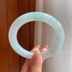 糯冰带色翡翠圆条手镯（54.8mm)（yc348588）