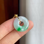 18k金扣糯冰飘绿花翡翠甜甜圈（yc251742）