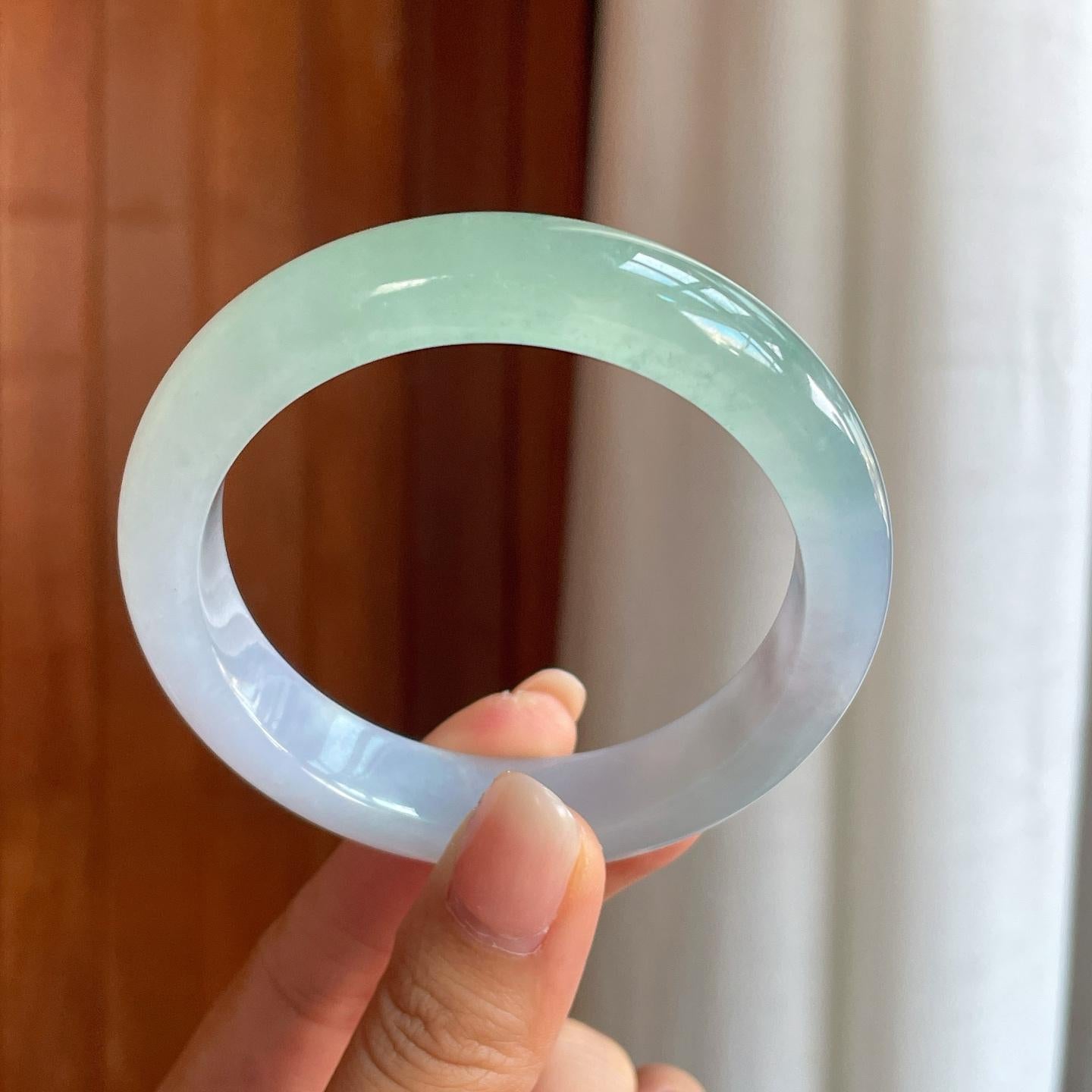 冰种晴底翡翠平安镯（57.6mm）（yc410851）
