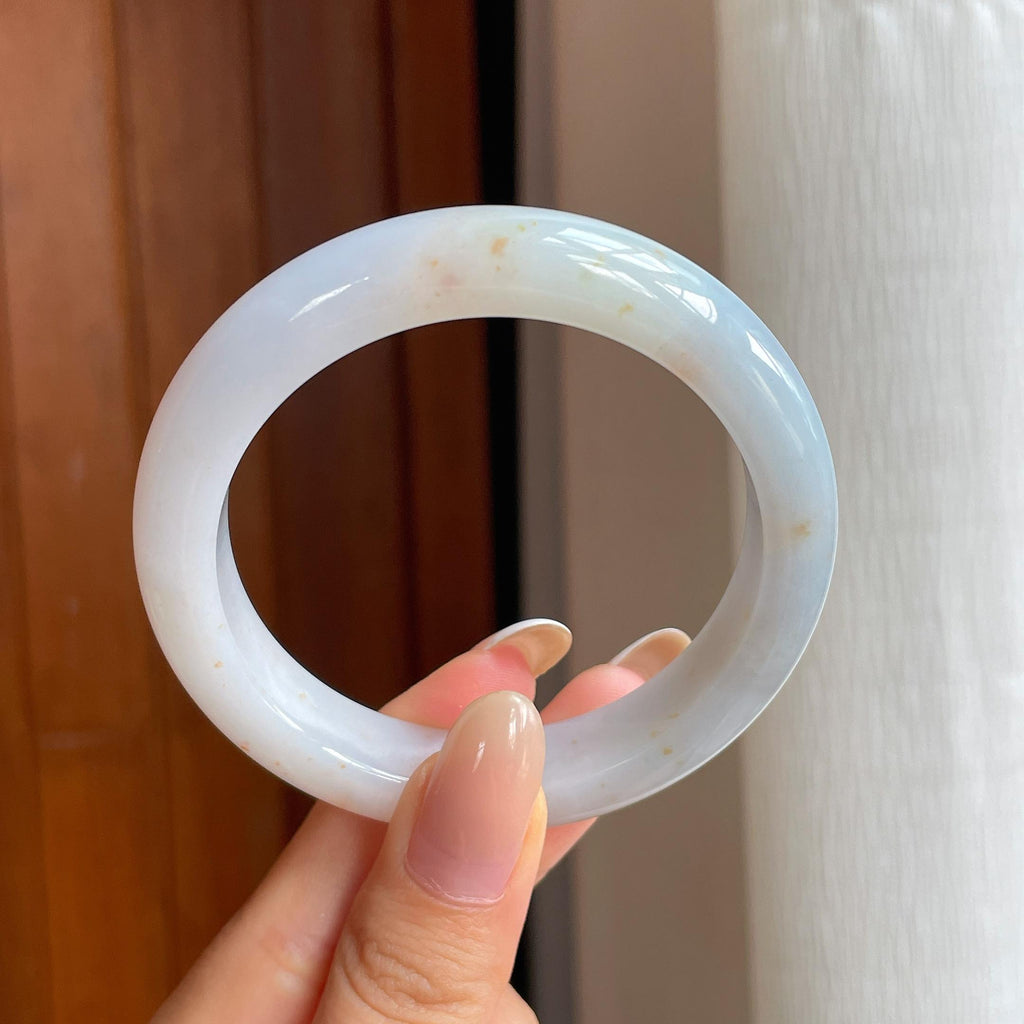 糯冰黄翡特色翡翠平安镯（54.4mm)（yc412140）