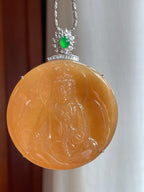 18k金镶冰种黄翡翡翠观音（yc248491）