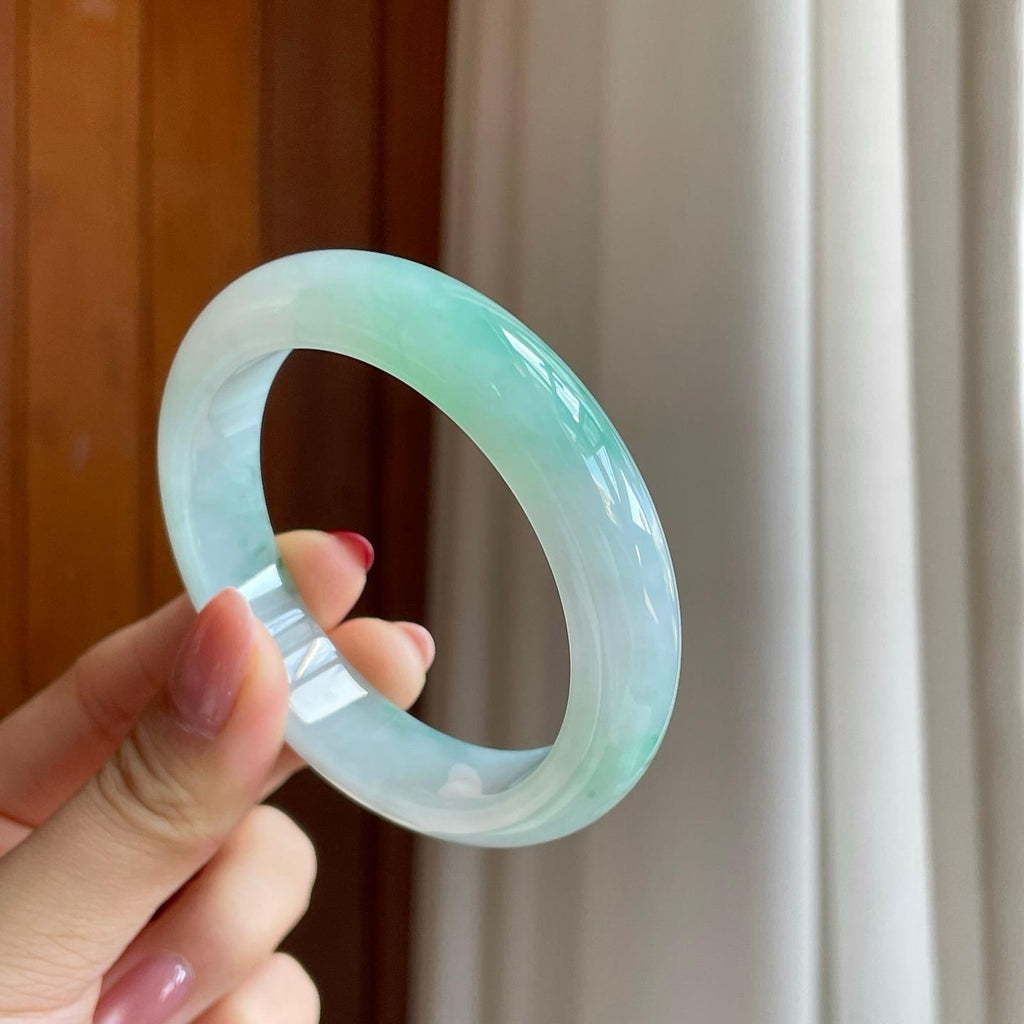 冰种飘花翡翠平安镯（55.4mm）（yc302154）