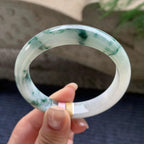 细糯种飘蓝花正圈平安镯  57圈口  天然缅甸A货翡翠（yc405551）