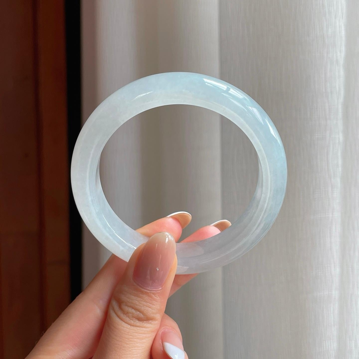 冰种淡底色翡翠平安镯（54.6mm)（yc381234）