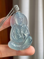 18k扣冰种蓝底翡翠送子观音（yc247186）