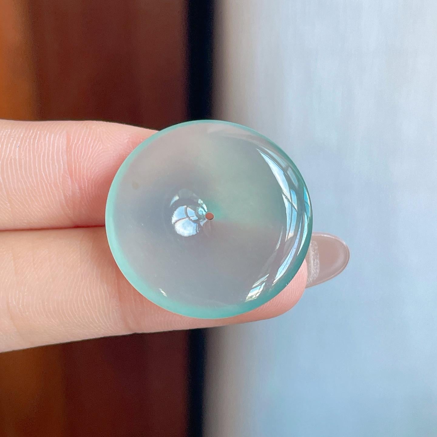 冰种蓝底翡翠平安扣（yc242739）