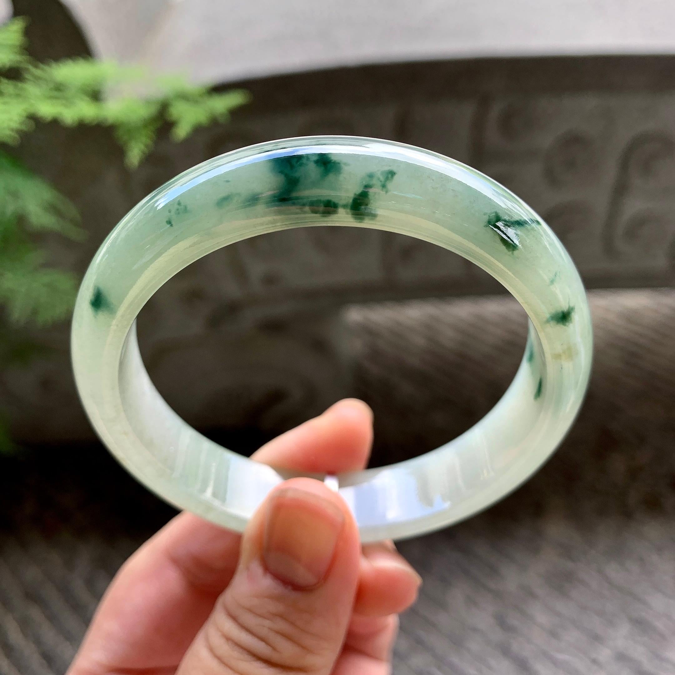 细糯种飘花平安镯（58.8mm）（yc202348）