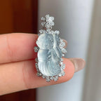 18k金镶冰种无色翡翠天使（yc244883）