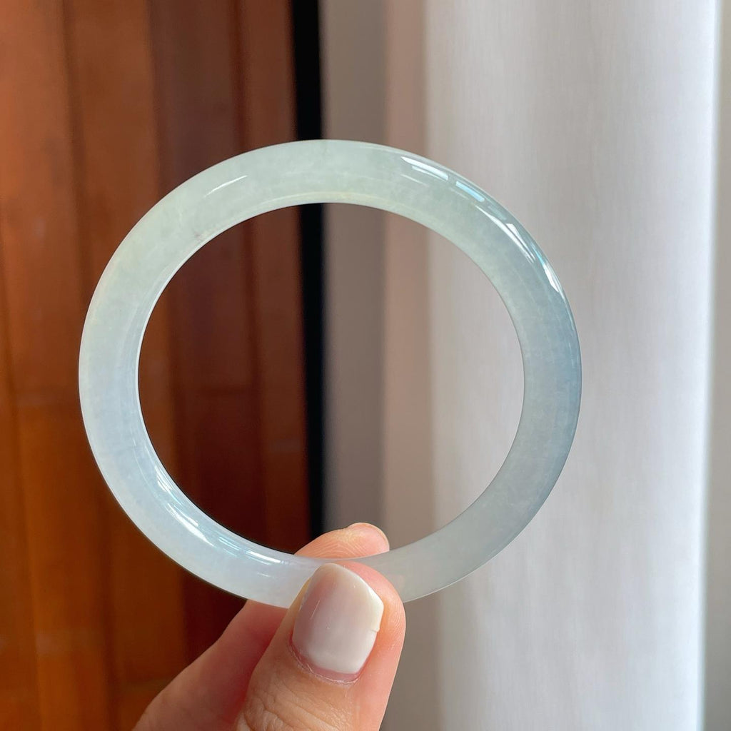 冰种带底色翡翠圆条手镯（54mm）（yc251042）