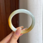 糯冰黄翡翡翠平安镯（57mm)（yc424982）