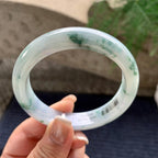 细糯种飘蓝花正圈平安镯 57.5圈口 天然缅甸A货翡翠（yc376068）