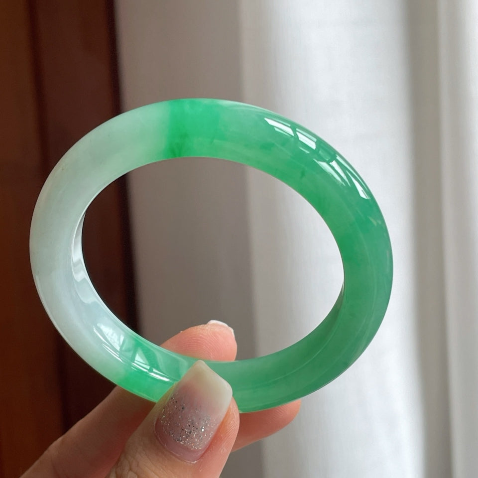 糯冰果绿翡翠平安镯（50.7mm）（yc175293）