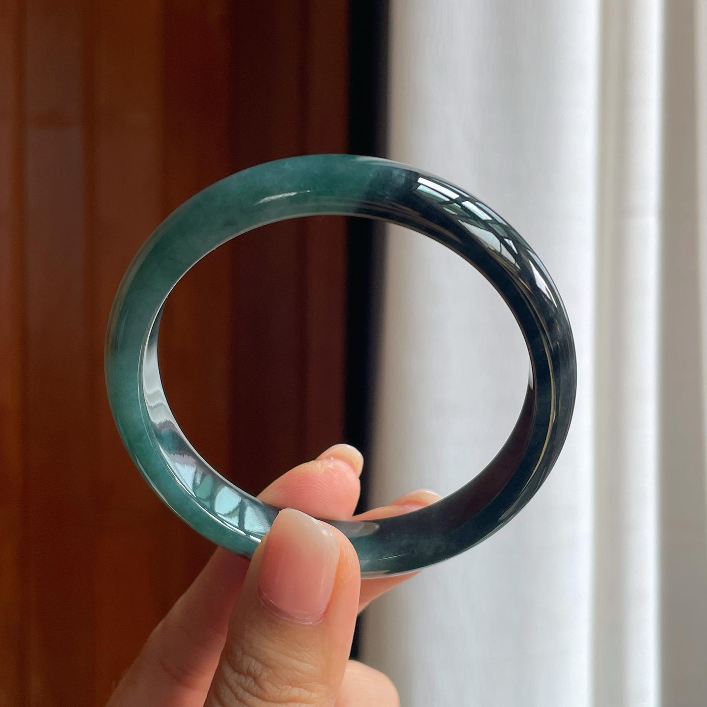 糯冰乌鸡翡翠平安镯（57.8mm）（yc397216）