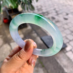 冰种紫罗兰飘花圆条手镯（55.5mm)（yc292638）