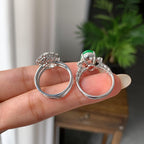 18k金钻镶冰种满绿蛋面戒指（两用款）（yc257225）