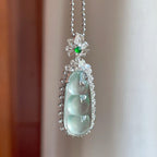 18k金镶冰种带底色翡翠豆子（yc246211）